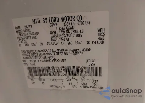 2013 Ford F150 Super Cab from USA, damaged, VIN 1FTEX1CM9DKF33190